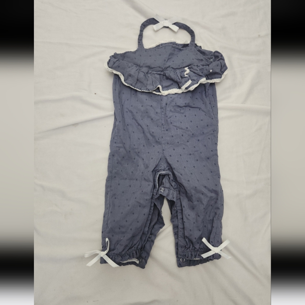 Shabby chic Infant Girl 3-6m Blue romper #D018